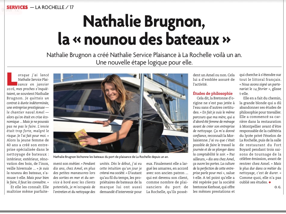 Nathalie Service Plaisance , nettoyage bateaux La Rochelle